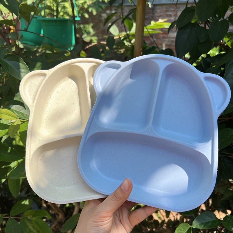 Khay lúa mạch hình khỉ chia 3 ngăn