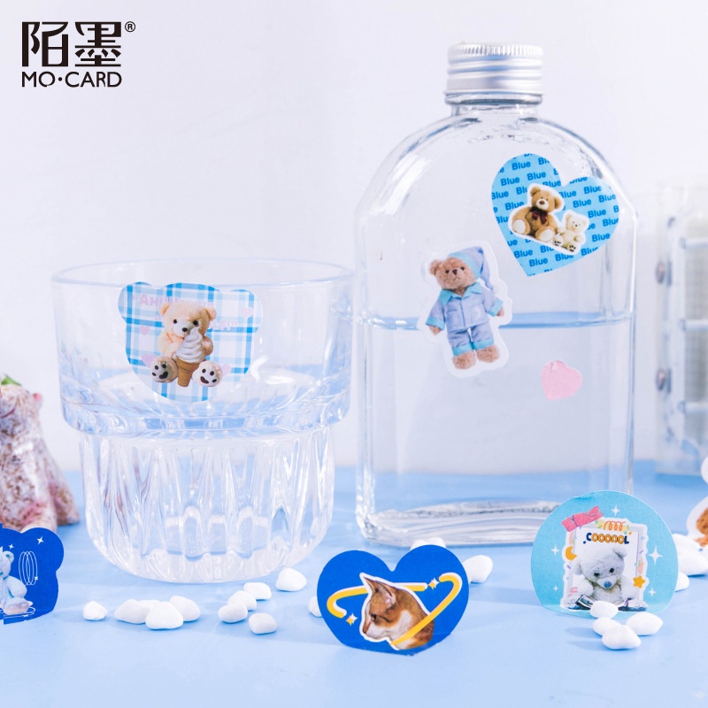 Hộp 46 nhãn dán họa tiết litter bear dễ thương trang trí nhật ký/ sổ tay tiện dụng