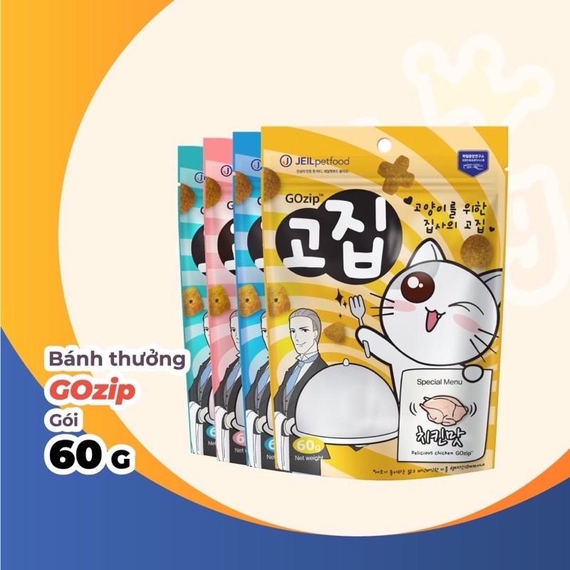 [Mã 253FMCGSALE giảm 8% tối đa 100K đơn 500K]  Bánh thưởng dinh dưỡng GOZIP cho mèo - gói 60gr