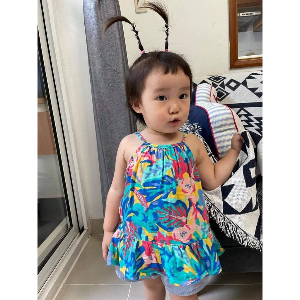 [CHAT CHỌN MẪU] Áo hai dây vạt bèo Peplum vải kate thô * Size 1-5T