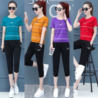 Đồ bộ thể thao nữ kẻ sọc màu cao cấp