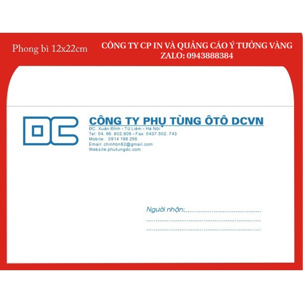 IN PHONG BÌ 12X22 CM THEO YÊU CẦU