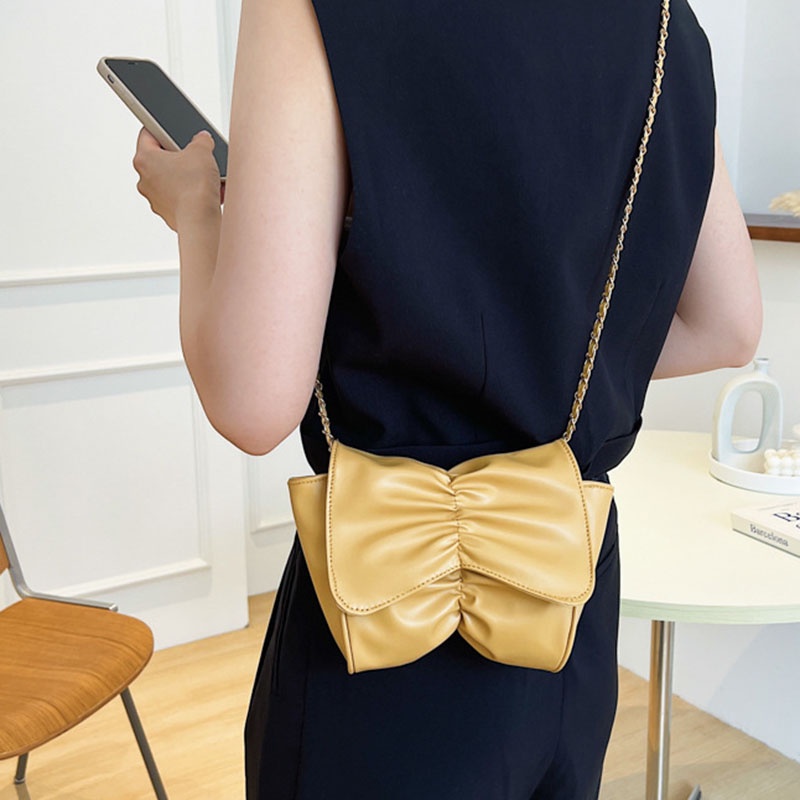 Túi Đeo Vai Phối Dây Xích Đính Nơ Thời Trang Cho Nữ