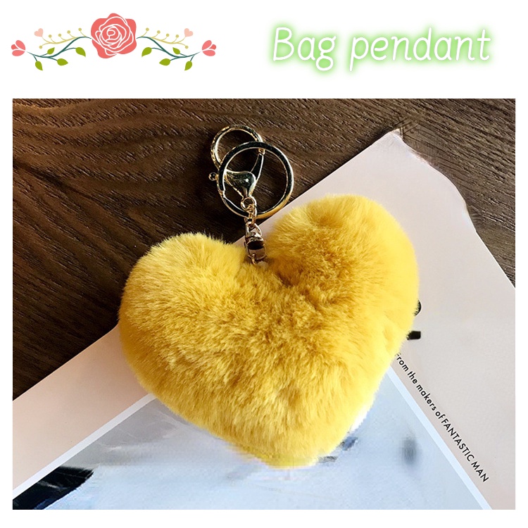 Móc Khóa Túi Xách Hình Trái Tim Bằng Lông Nhung Dễ Thương Xinh Xắn