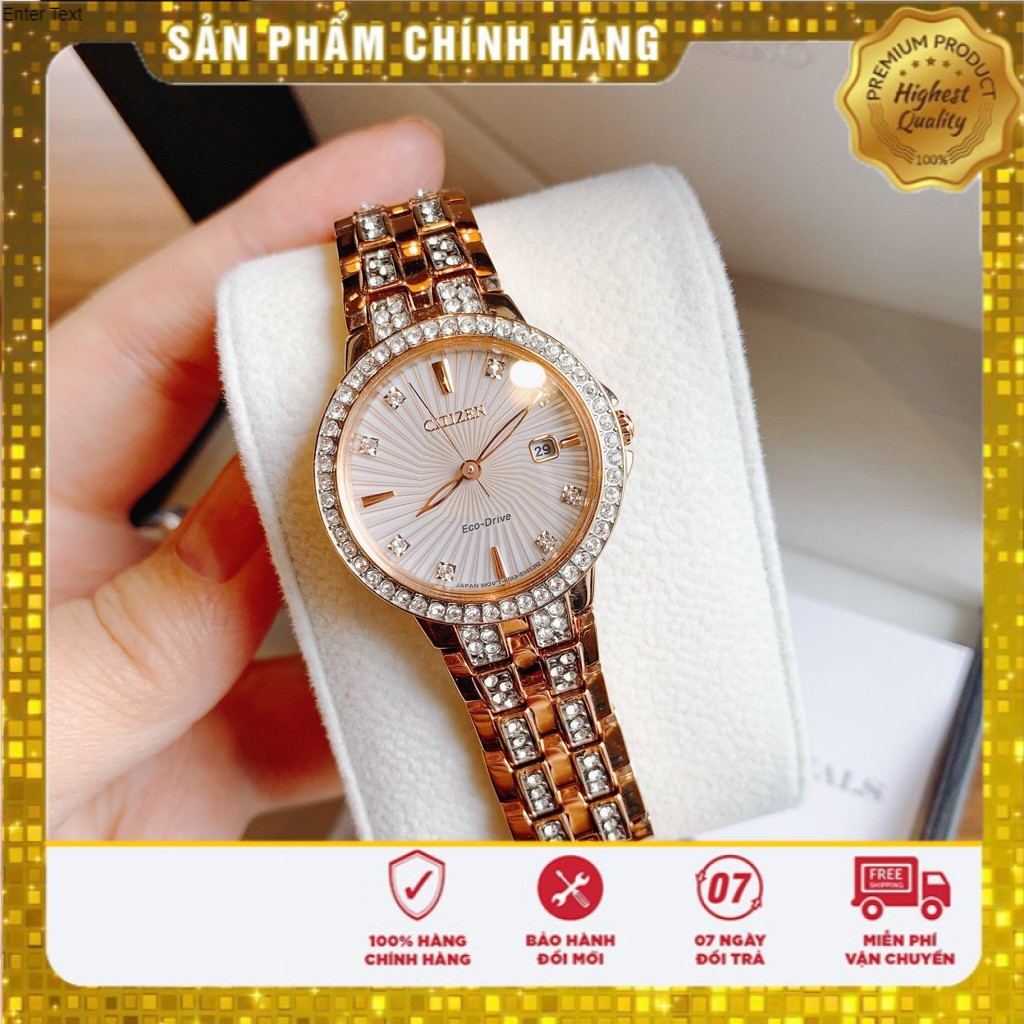 Đồng hồ nữ Citizen EW2348-56A màu rose gold - Máy Quartz Pin năng lượng ánh sáng