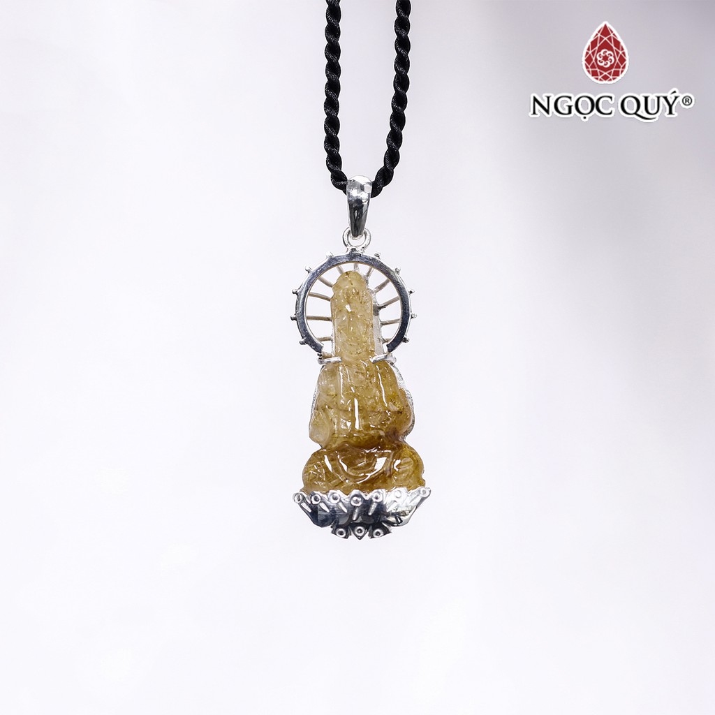 Mặt dây chuyền phật bà TA tóc vàng bọc bạc - Ngọc Quý