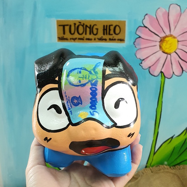 Heo đất handmade - heo dán tiền bé trai