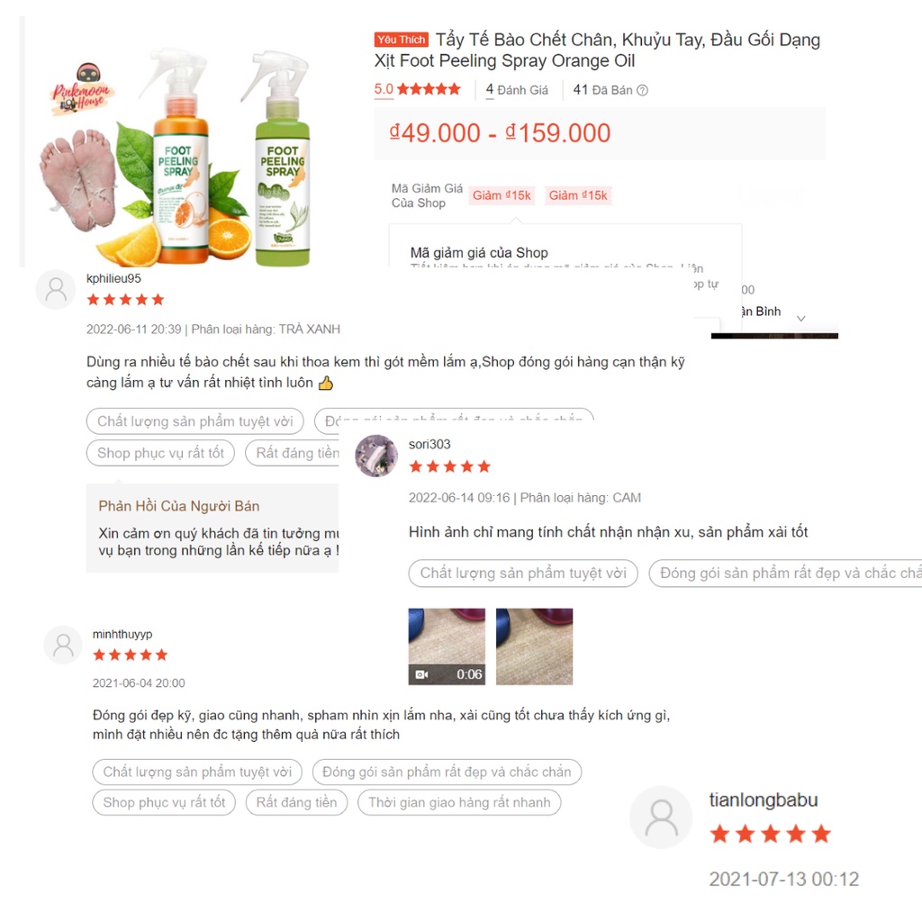 Tẩy Tế Bào Chết Chân, Khuỷu Tay, Đầu Gối Dạng Xịt Foot Peeling Spray Orange Oil