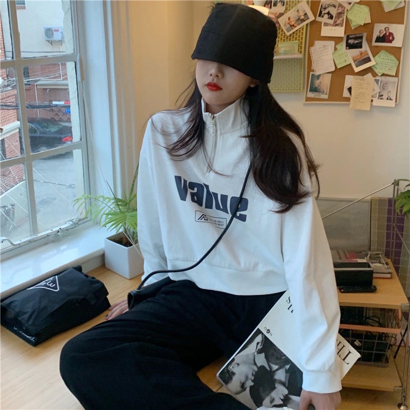 Áo Sweater Tay Dài Cổ Lọ Dáng Rộng Có Khóa Kéo Thời Trang Nhật Bản 2022 Cho Nữ