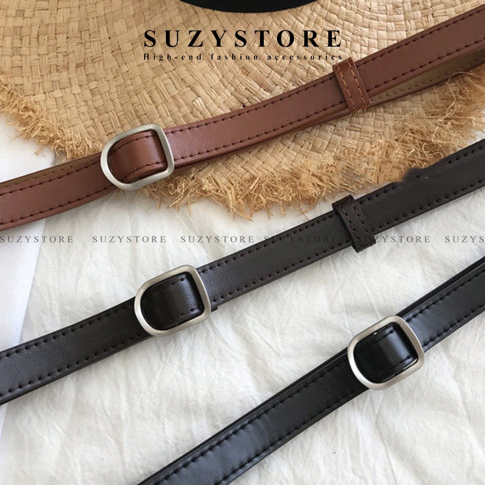 Thắt lưng unisex mặt Vuông Nam Nữ Ulzzang Suzystore Dây lưng da nữ nam bản 2cm kiểu hàn quốc học sinh TLSU8