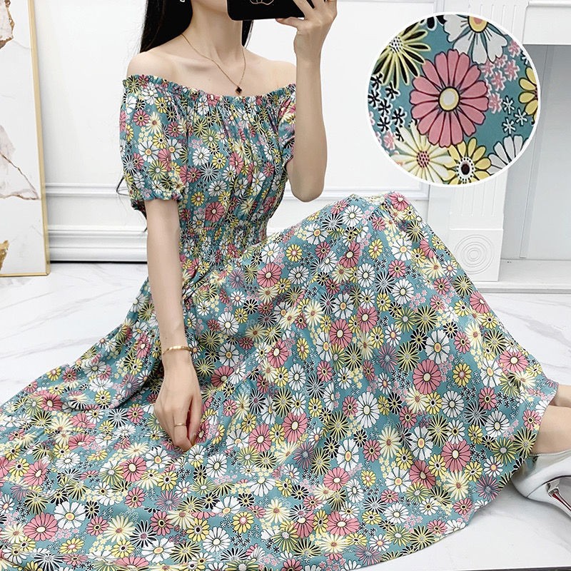 Váy maxi nữ Váy dáng dài Váy suông Váy hoa lụa cotton Quý cô Hàn Quốc khí chất dài mỏng mùa hè phong cách m