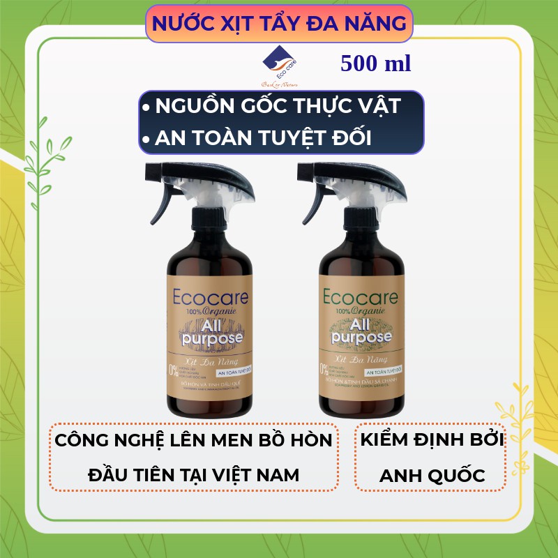 Nước lau đa năng hữu cơ bồ hòn ECOCARE 500ml tinh dầu Sả Chanh tự nhiên, phù hợp tẩy rửa nhiều bề mặt 💓FREESHIP💓