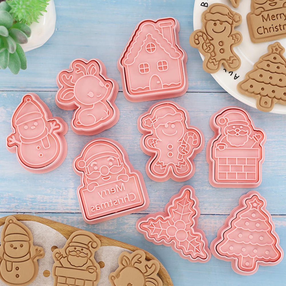Set 8 Khuôn Làm Bánh Quy Bằng Nhựa ABS Kiểu Dáng Hoạt Hình Dễ Thương