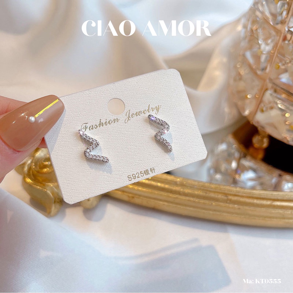 Khuyên tai nữ, Bông tai nụ nữ bạc 925 chữ Z chéo Trang sức Ciao Amor - KT0555
