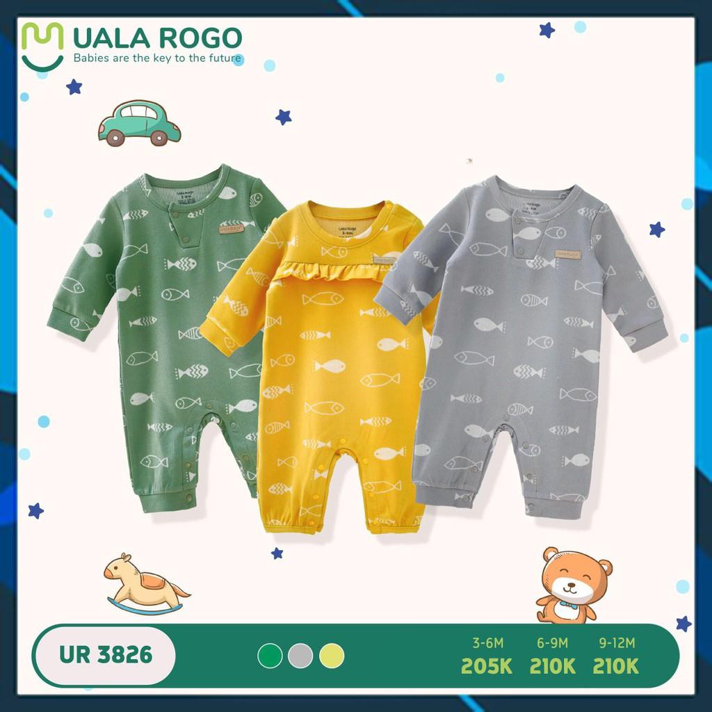 UR3826- Bộ Body nỉ cúc giữa Uala rogo cho bé trai bé gái từ 0 tháng đến 12 tháng