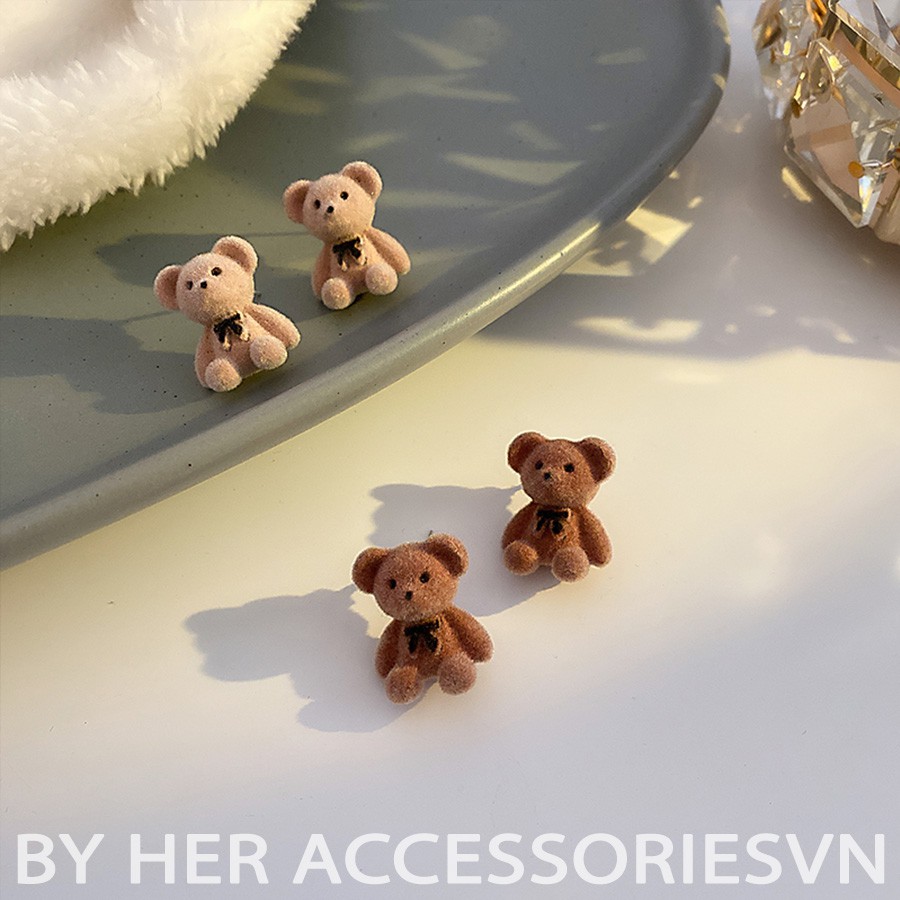 Hoa Tai, Khuyên Tai Nữ Babe Bear Bọc Lông Phong Cách Vintage | HER.ACC | H32