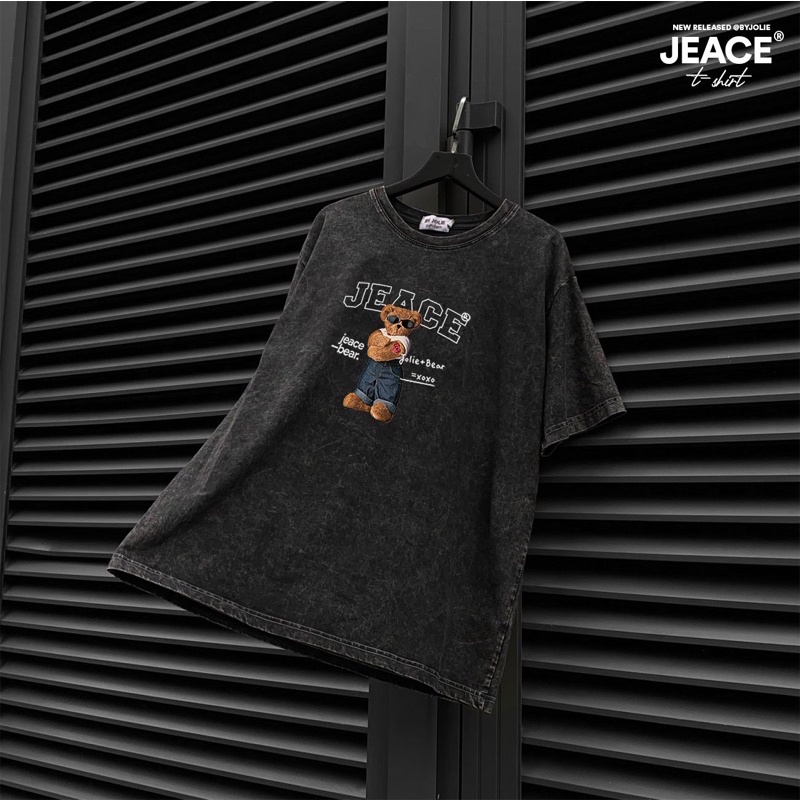 Áo phông wash cotton Jeace bear form suông unisex nam nữ