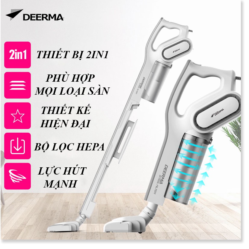 Máy Hút Bụi Cầm Tay Gia Đình. Máy Hút Bụi Cầm Tay Xiaomi Deerma DX700 DX700S 2 trong 1.Công Suất Mạnh Mẽ 3 đầu bàn chải