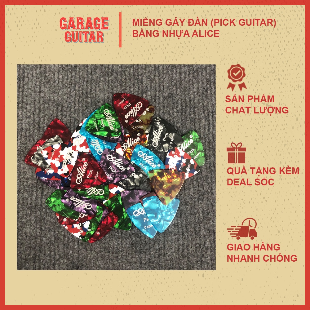 Bộ 5 Phím gảy - miếng gảy - pick gảy (Alice) đàn guitar bằng nhựa - Garage Guitar