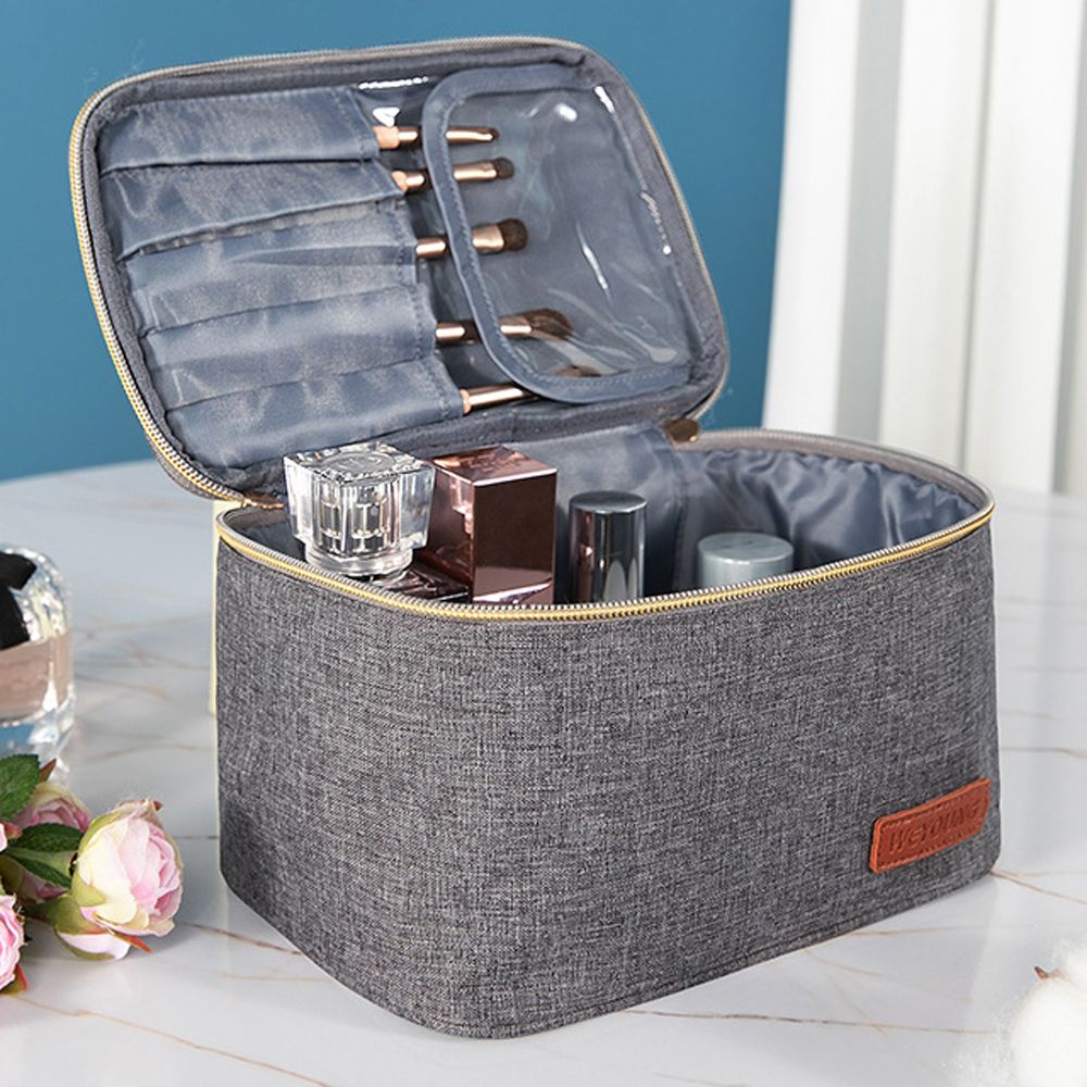Túi đựng mỹ phẩm chất liệu vải flannel chống thấm nước sức chứa lớn tiện dụng mang theo du lịch