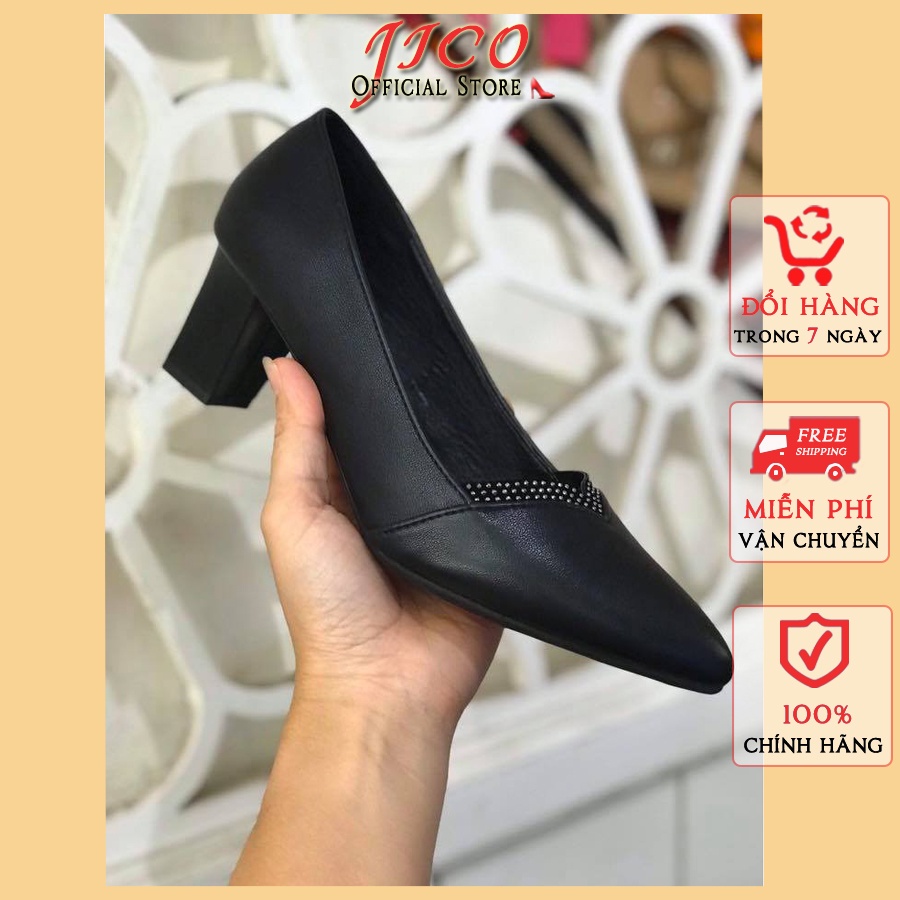 GIÀY CAO GÓT TIM ĐÁ MÀU ĐEN CAO 5cm -