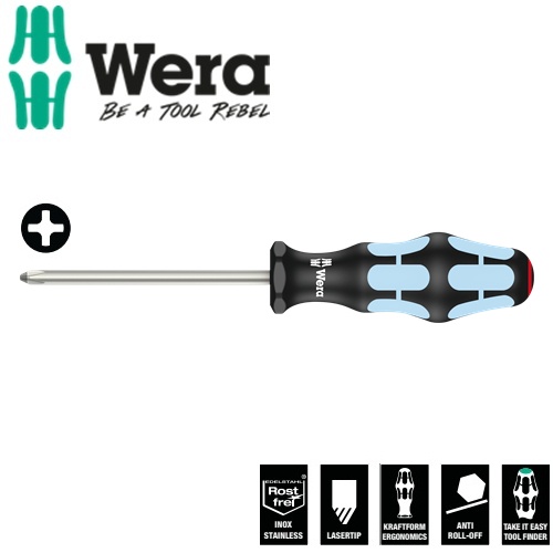 Tua vít thép không gỉ 4 cạnh Wera 05032022001 3350 PH 2 x 100 mm