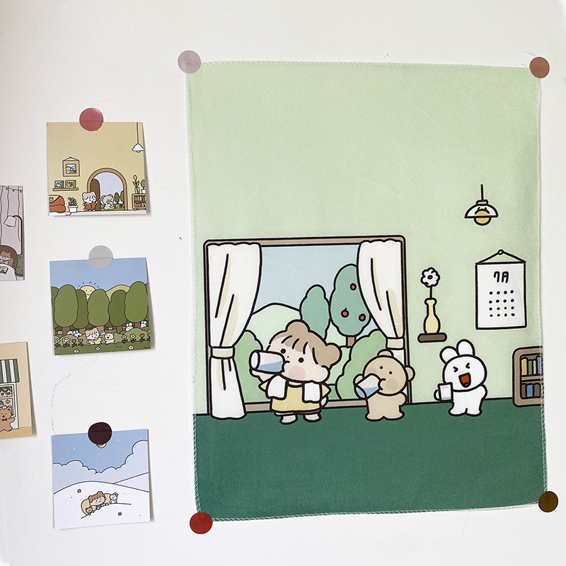 Ins Wind Cartoon Background Cloth Small Dormitory Wall Decoration Net Red Room Layout Bedside Cloth Wall Covering LQZGM