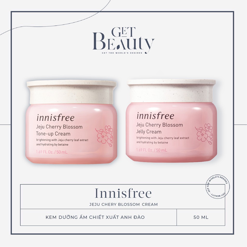 KEM DƯỠNG ẨM SÁNG DA TỪ HOA ANH ĐÀO ĐẢO JEJU INNISFREE CHERRY BLOSSOM TONE UP | JELLY CREAM 50ML