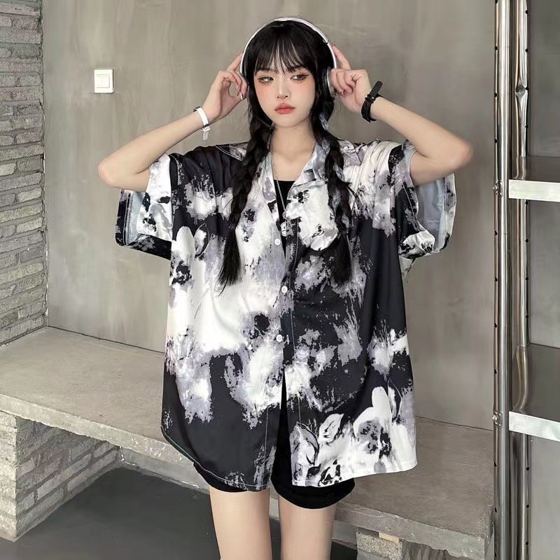 Áo Sơ Mi Chiffon Tay Lửng Dáng Rộng Phong Cách Hong Kong Cổ Điển Thời Trang Cho Nam Và Nữ