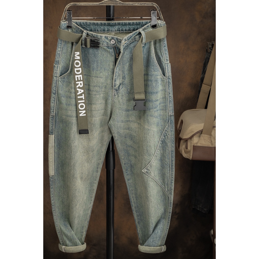 Quần jean nam màu nâu Kuu Clothes ống rộng chất Cotton vải bỏ dày dặn co dãn thấm hút mồ hôi tốt - Quần Jean T1
