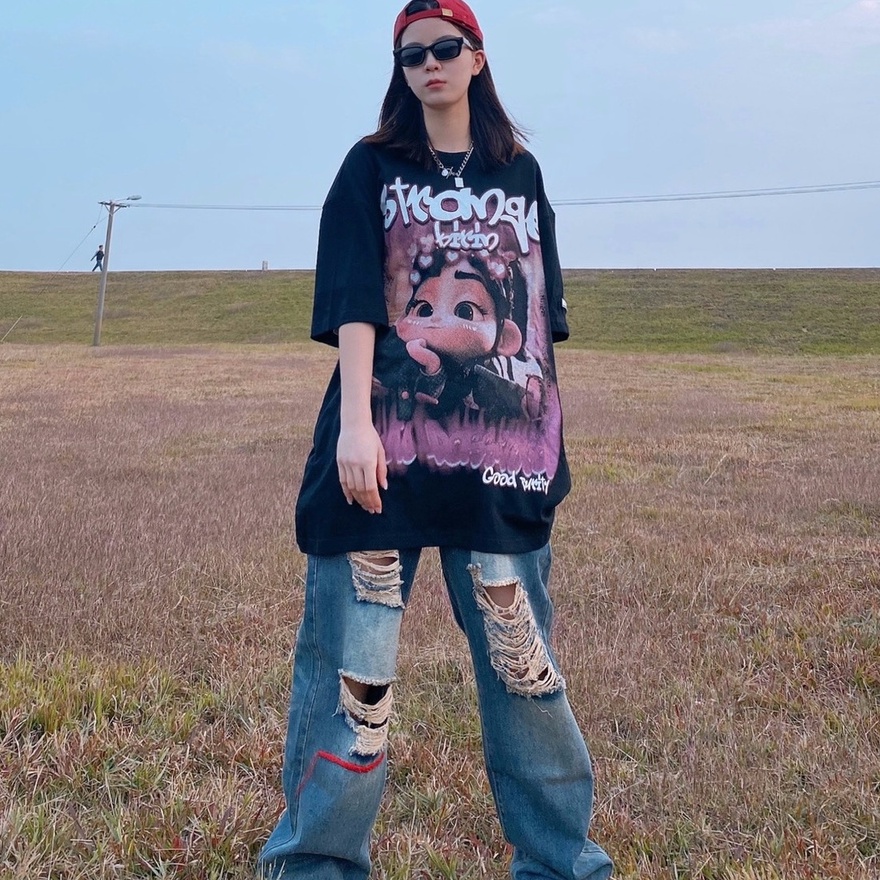 [Mã TOPS06 giảm đến 10k đơn 99k] Áo Thun Cotton UNISEX - Áo Phông Tay Lỡ Form Rộng AT in hình Babie | BigBuy360 - bigbuy360.vn