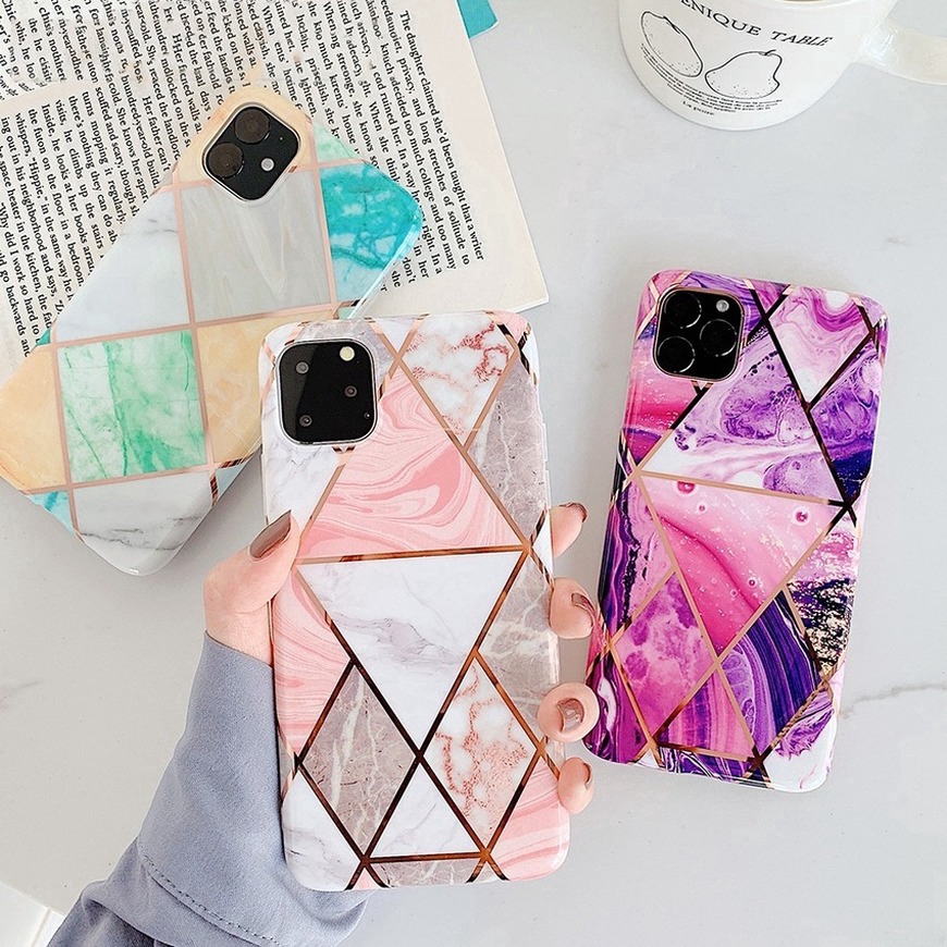 Ốp Lưng Samsung Galaxy A71 A51 A70 A50 A50s A30s A20s A20 A30 A750 J730 J7 J5 Pro J4Plus J6 2018 Phone Case 2020 Geometric Marble Cases Soft IMD Electroplated Back Phone Cover Coque