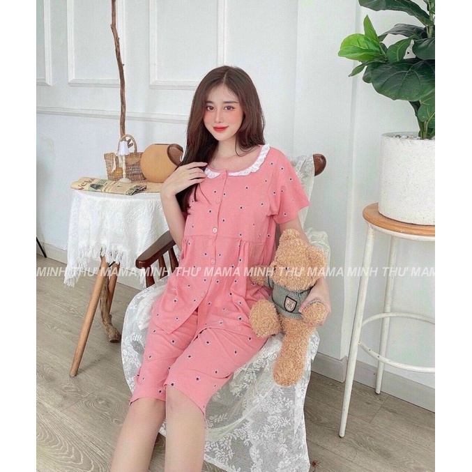 Bộ bầu lửng chất cotton  cực kì mềm mát dành cho mẹ bầu và sau sinh có khóa mở ngực