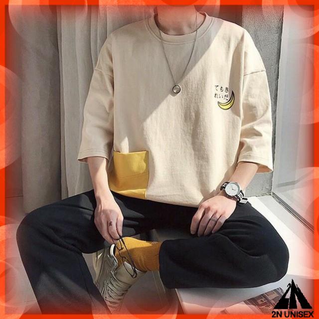 Áo thun tay lỡ form rộng - phông nam nữ cotton oversize - T shirt trái chuối - 2N Unisex