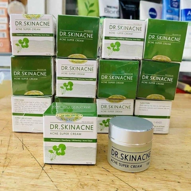 Kem Giảm Mụn Thâm DR SKINACNE 15g, Làm Trắng sáng d. mặt.