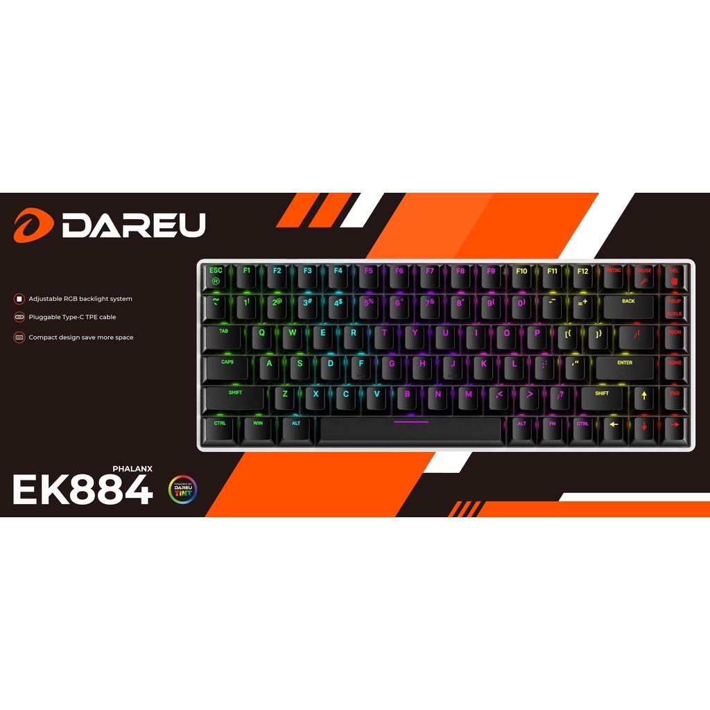 Bàn phím cơ Gaming DAREU EK884 84KEY RGB