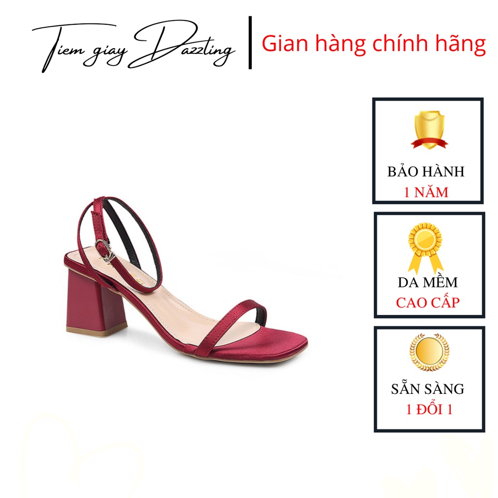 Giày Sandal Cao Gót Nữ Quai Mảnh Đế Bằng Gót Vuông 5p Thời Trang-tiemgiaydazzling DA506