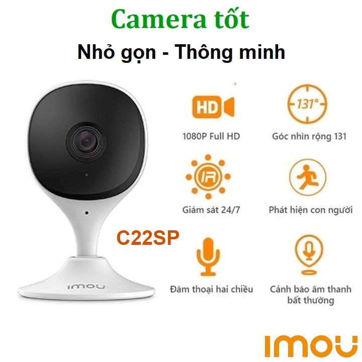 Camera IP Wifi trong nhà IMOU C22SP 1080p cố định, góc rộng, đàm thoại 2 chiều,BH 24 tháng chính hãng