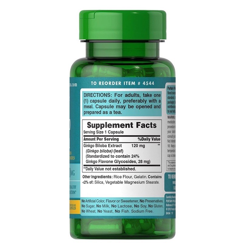Viên Uống Tăng Tuần Hoàn Não Ginkgo Biloba 120mg - 100 viên Puritan's Pride | BigBuy360 - bigbuy360.vn
