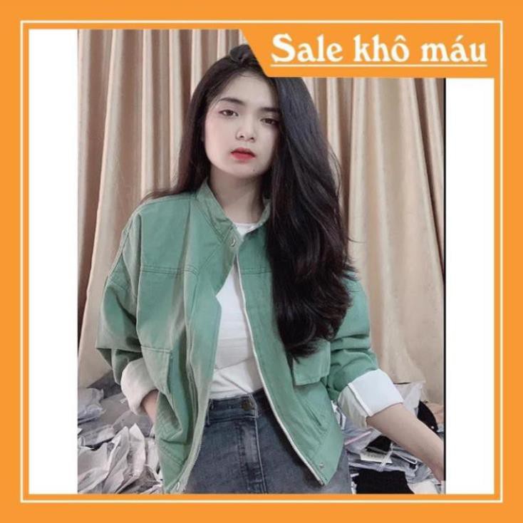 HOT KHOÁC JACKET KAKI CỔ TRỤ PHỐI KHOÁ KÉO - ảnh thật toàn bộ