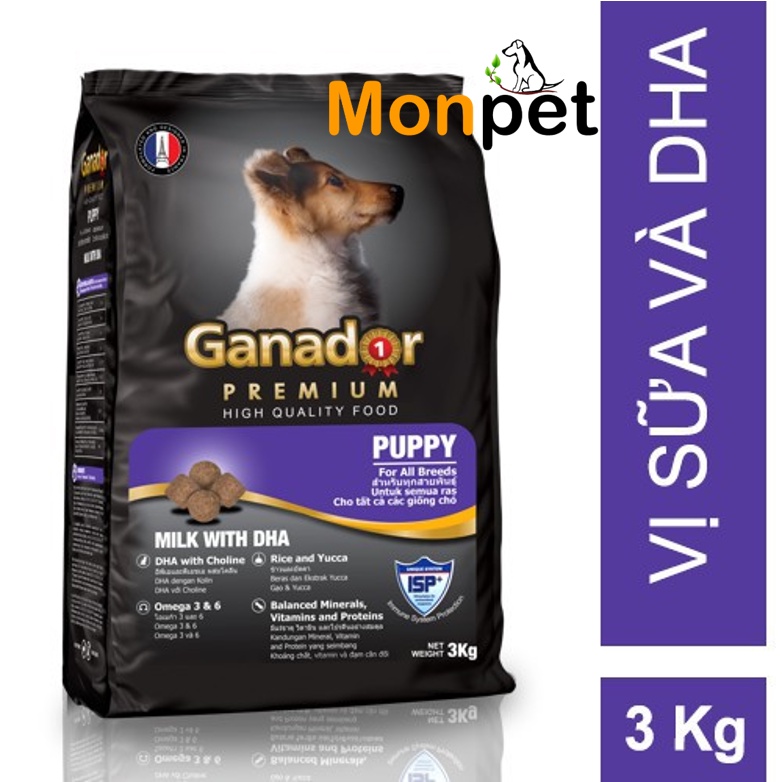 Thức ăn hạt Ganador vị Sữa và DHA - Ganador Puppy milk with DHA 3kg - Thức ăn cho chó con