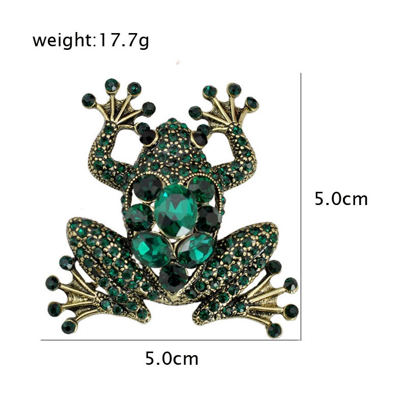 Crystal Frog Brooches for Women Green Color Animal Brooch Pin Luxury Vintage Jewelry Coat Accessories