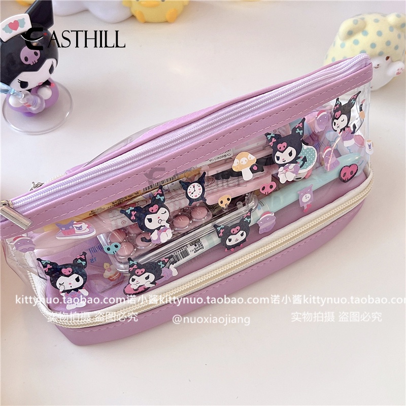 Bóp Viết Khóa Kéo Đôi MyMelody Cinnamoroll Kuromi Trong Suốt Hoạt Hình Dễ Thương Làm Quà Tặng Cho Bạn Gái Mymi
