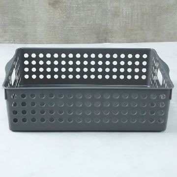 Rổ Nhựa Chữ Nhật Senli Màu Xám Đậm 30x21x8.5cm