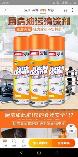 Chai xịt bếp, bình xịt bếp - chai xịt tẩy rửa nhà bếp siêu sạch kitchen cleaner 500ml