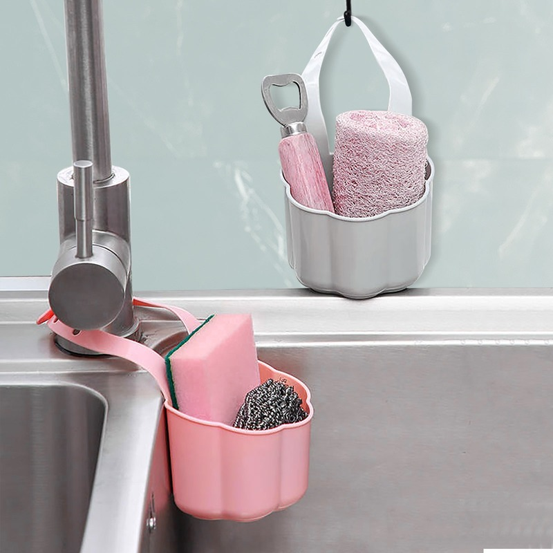 Giỏ đựng xốp rửa chén treo bồn giúp thoát nước thích hợp cho nhà bếp