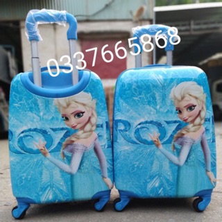\SIZE 18/ VALY KÉO NỮ HOÀNG BĂNG GIÁ ELSA XANH IN 2 MẶT CHO BÉ GÁI