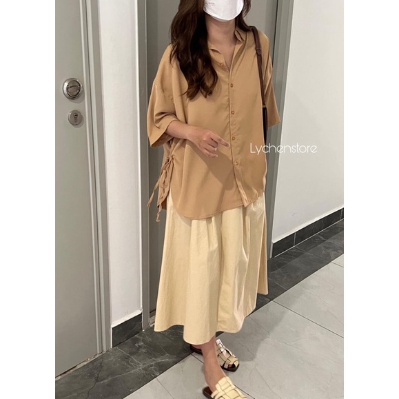 Áo sơ mi lụa buộc dây Lychen