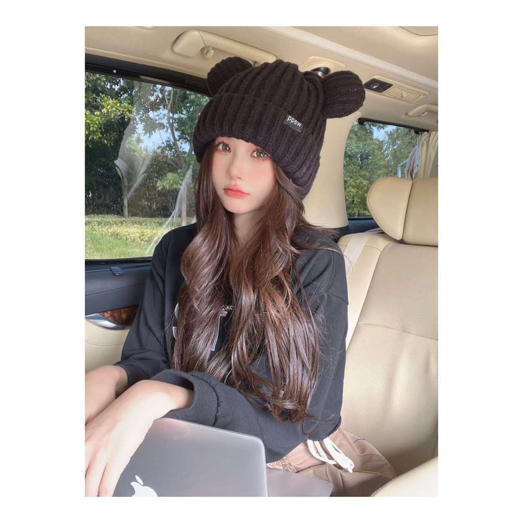 Mũ Len Dệt Kim Chống Lạnh In Chữ Phong Cách Hàn Quốc Cho Nữ