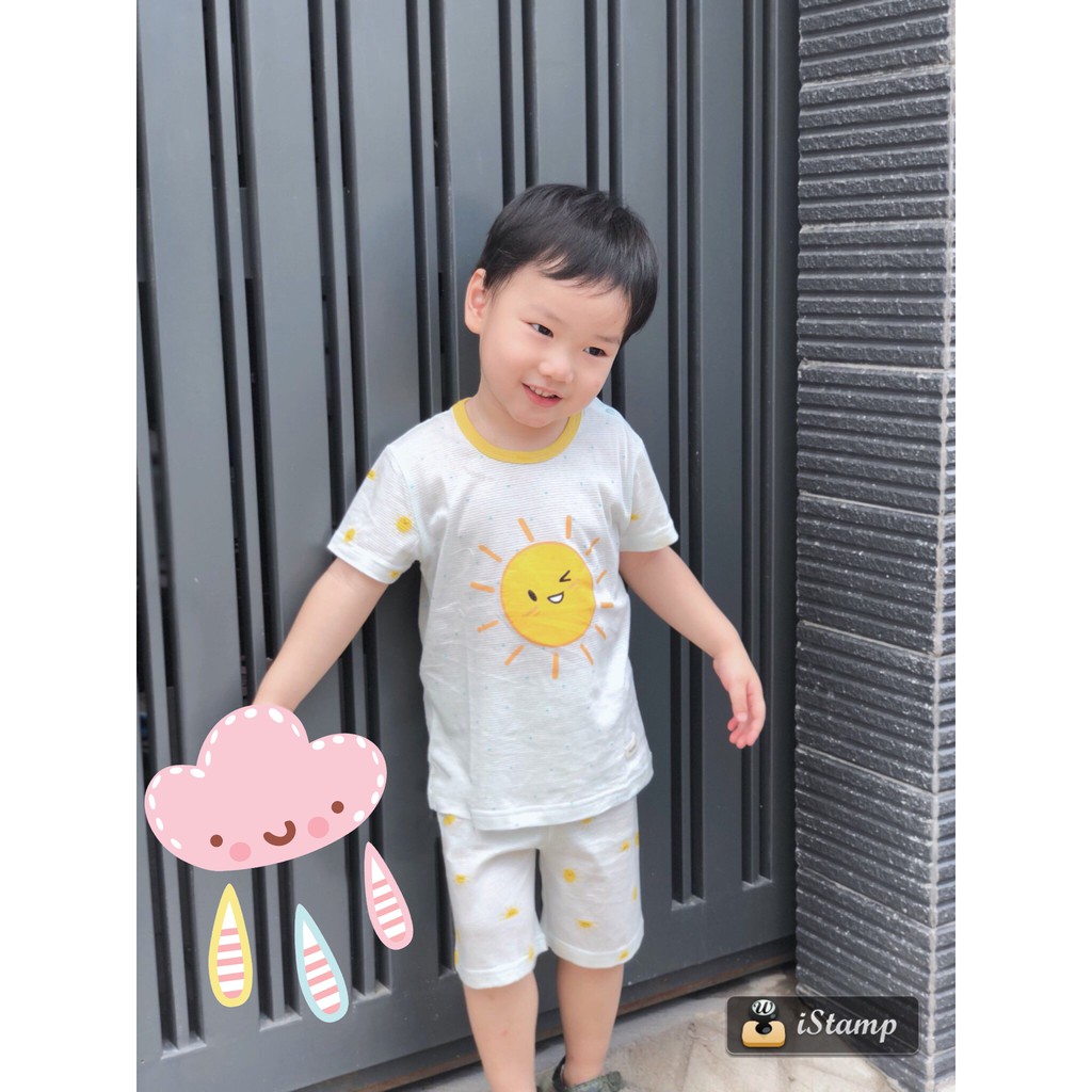 (130) Bộ xuất Hàn cộc tay cotton giấy The Minou ông mặt trời